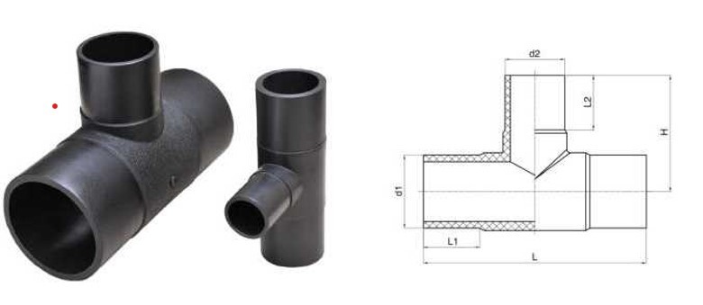 DN63-DN315 SDR11 SDR17 SDR17.6 PE Butt Fusion Reducing Pipe Tee