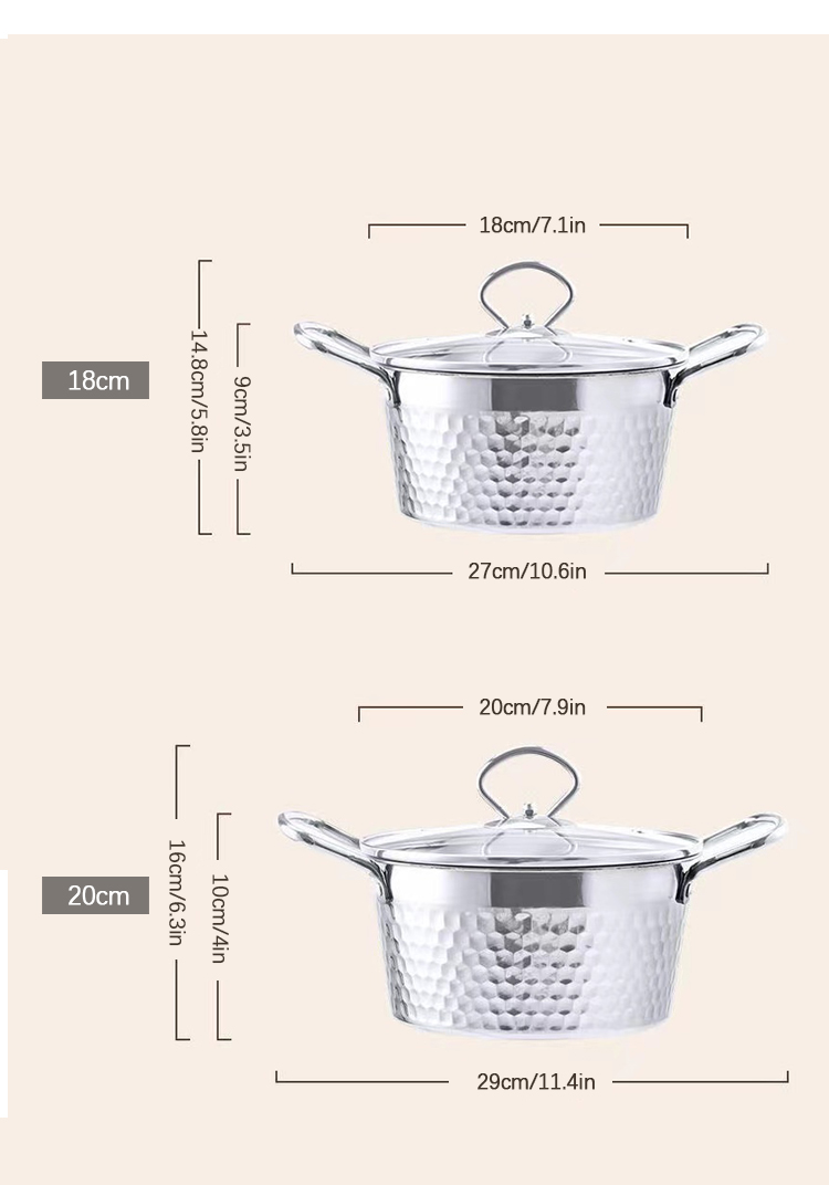 Amazon Top Seller Kitchen Cooking Ware Induction Stainless Steel 304 Korean Cookware Soup Pot