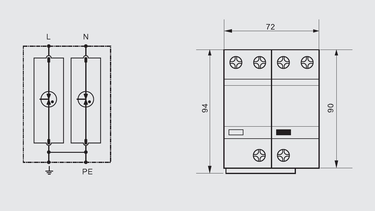 25kA single Phase IP20 Type 1 Surge Protection Device Surge Protector