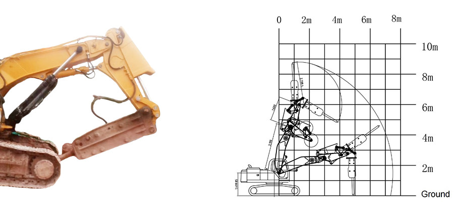 Excavator Tunnel Arm Heavy Duty Digging Tunnel Narrow Places