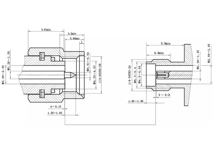 Miniature K-type 2.92mm Millimeter Wave Connector DC-40GHz 50Ohm