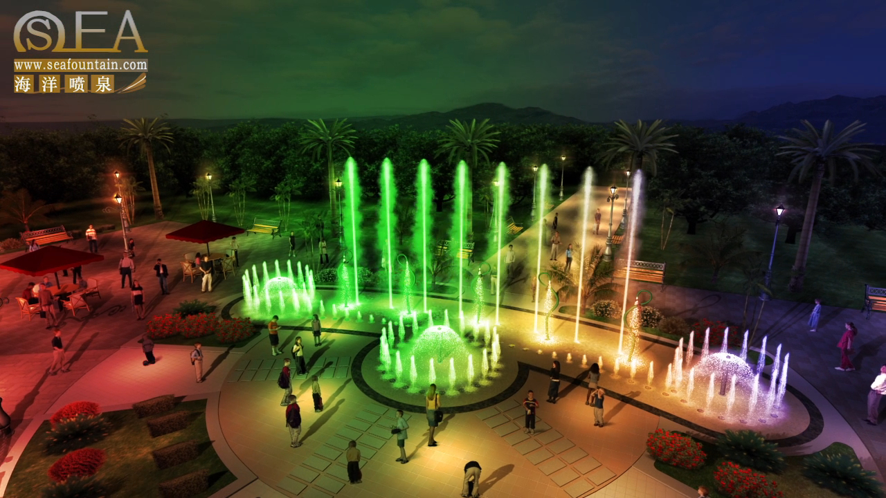 Multicolored LED Stainless Net Dry Floor Fountains