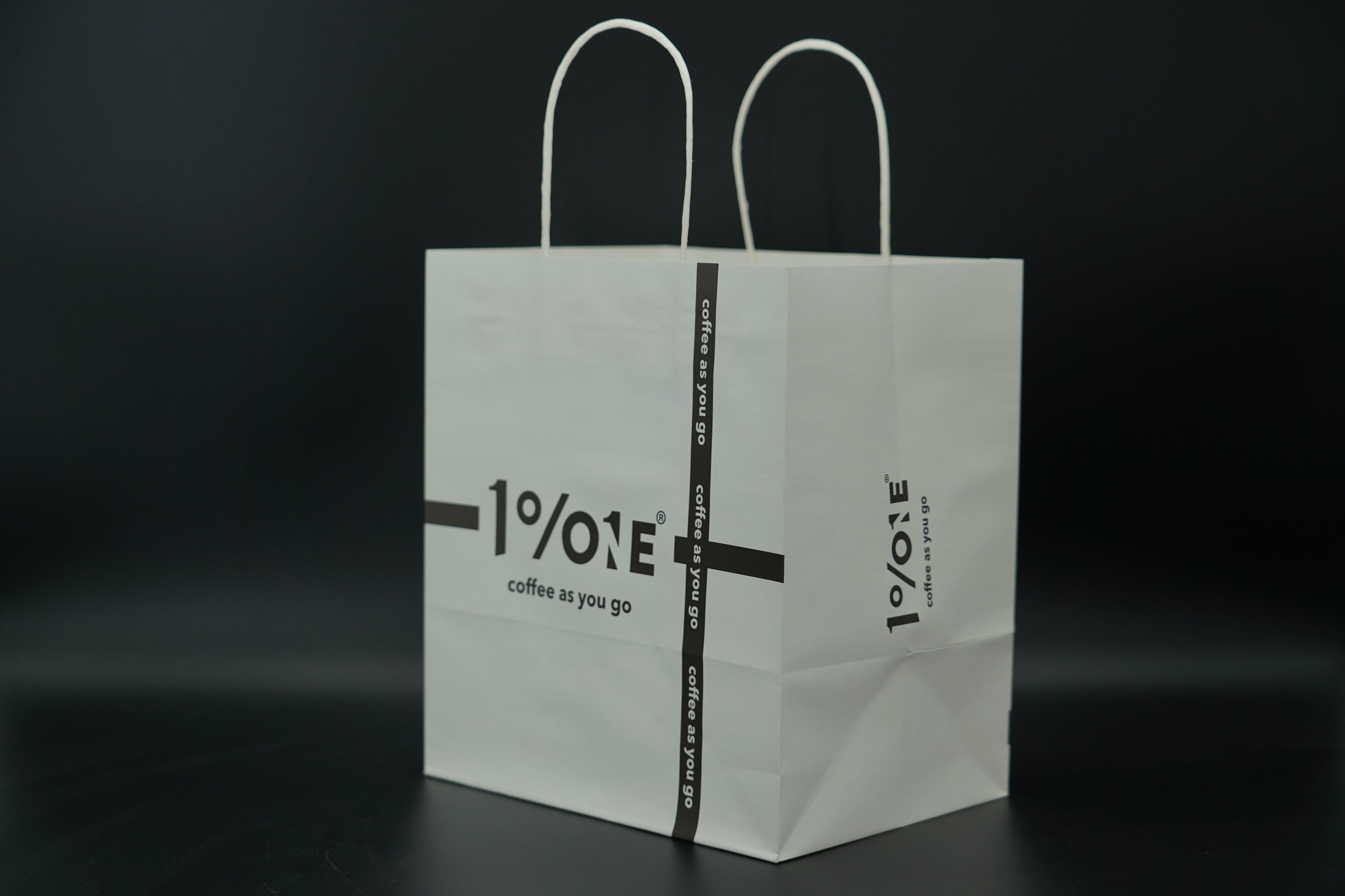 Printing White Eco Paper Bags With Handles Twisted Oversized Bottom