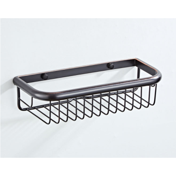black Bronze Bathroom Towel Rack Metal Wire Shelf Organizer Storage