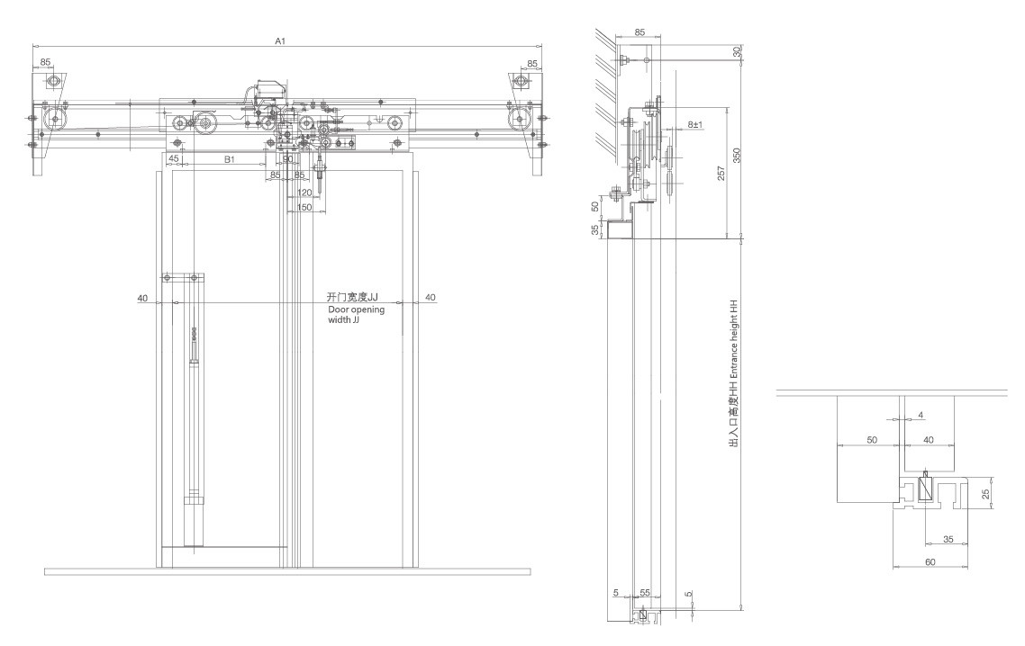 Fire Proof Insulated Door Elevator Spare Parts With Self Weight Door Closing Mode