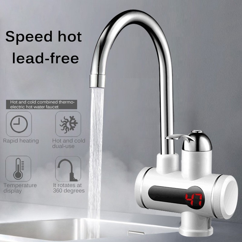 Deck Mounted 3000W Kitchen Instant Hot Water Tap With LED EU Plug