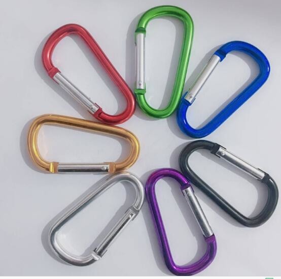 D Shaped 80x8mm Assorted Color Aluminum Snap Hook Aluminum Carabiner