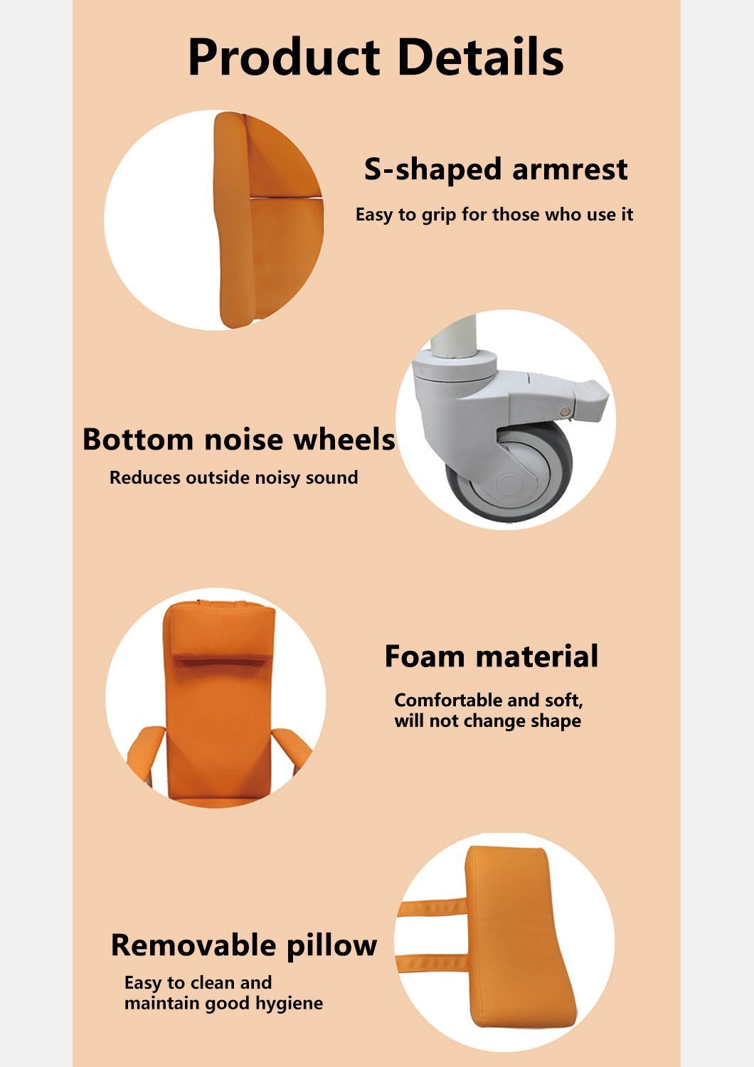 Adjustable Flat Hospital Blood Transfusion Chair