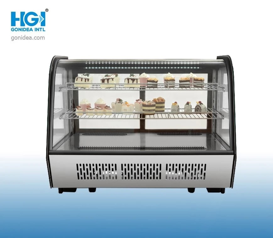 Curved Glass 4 Side 200L Bakey Cake Display Fridge For Storage