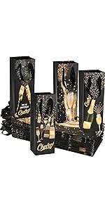 Wine Bags Kraft Paper Bags Bluk black Gift Shopping Bags Party Bags Recyclable Retails Wrapping