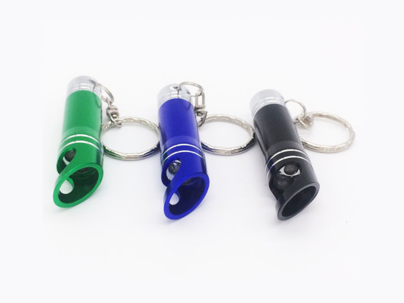 Custom cheap personalized promotion anodized aluminum mini led keychain light beer bottle opener key ring