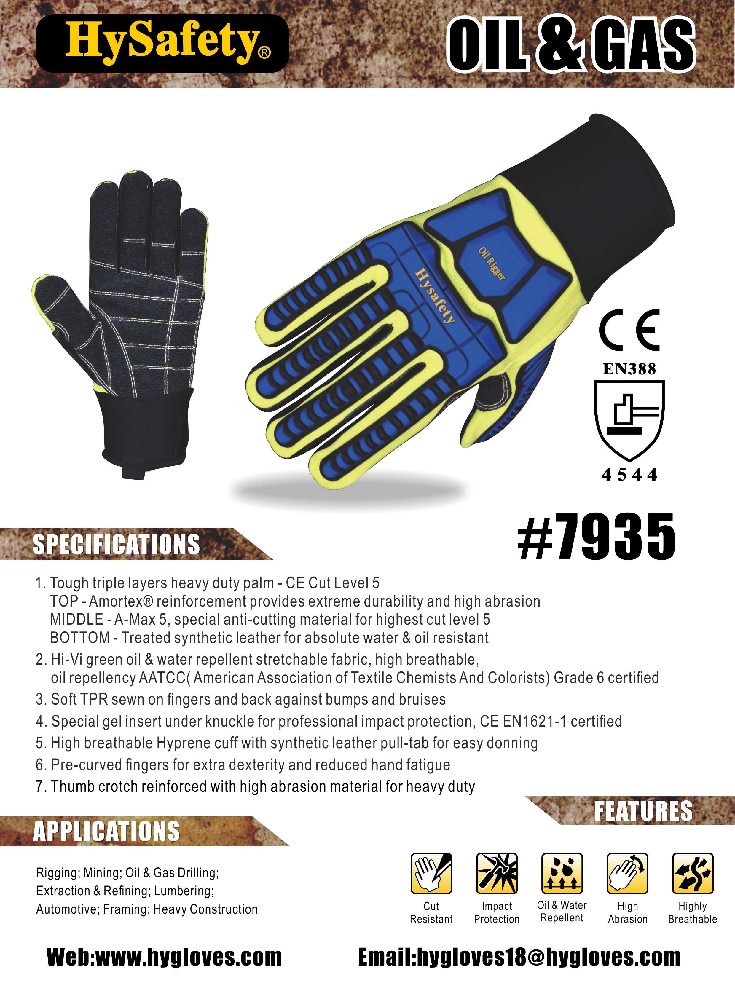 ISO CUT Level E 4344EP Oilfield Impact Gloves Impact Proof Gloves