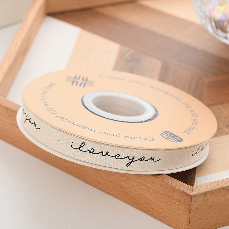 13mm Wholesale Logo Cotton Ribbon Literary Style Flower Packaging Gift Box Decoration Ribbon Cake Bouquet