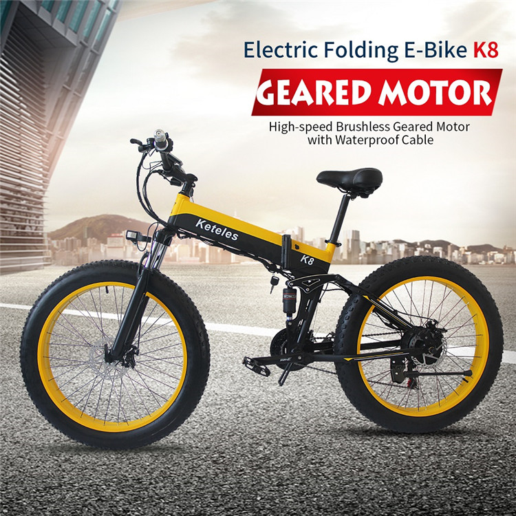 6061Alu Fat Tyre Electric Folding Bike , 13Ah 1000 Watt Folding Electric Bike