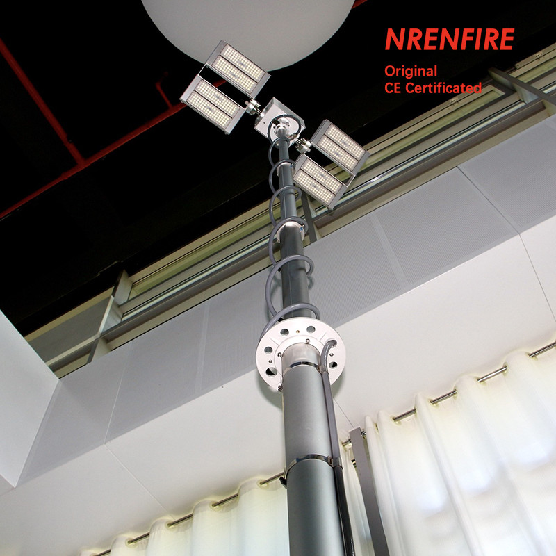 3.8m vehicle roof mount pneumatic telescopic mast light tower for fire tenders/ remote control/ robot mast light
