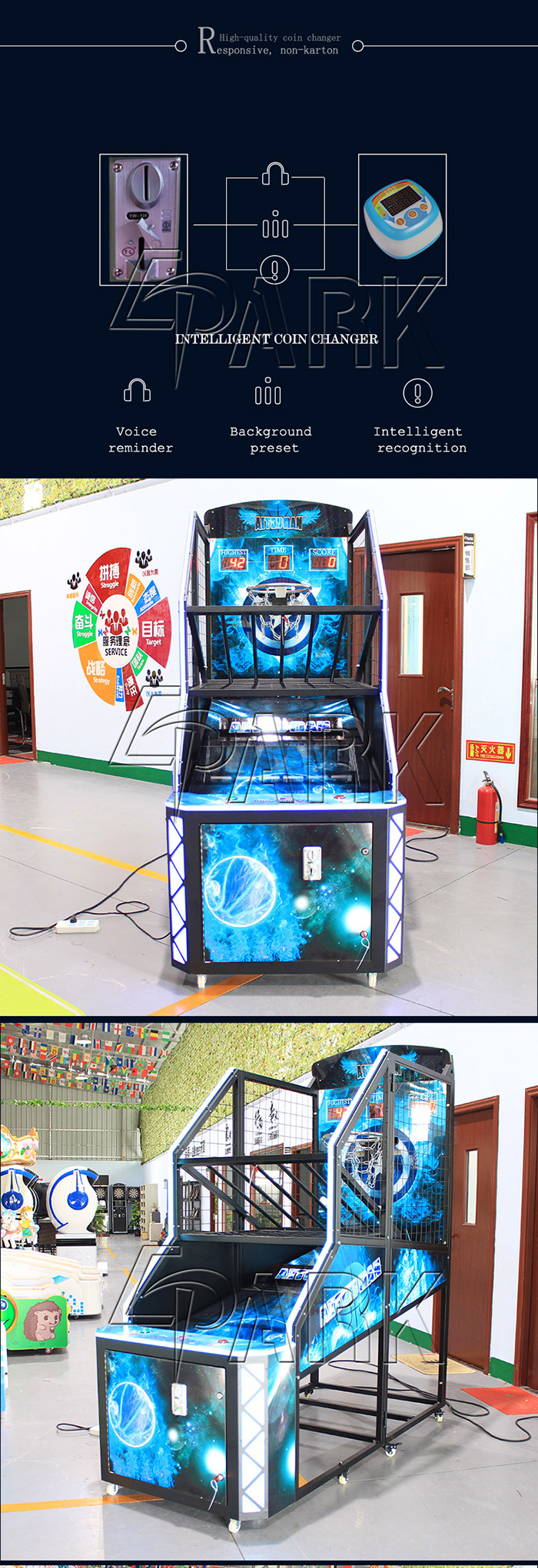 Coin Operated Arcade Basketball Game Machine With Metal Cabinet Easy To Assemble