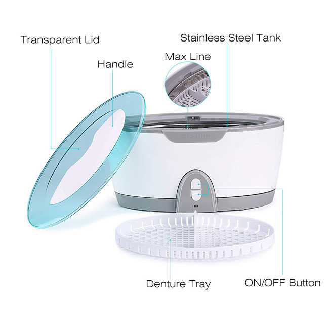 450ml Detachable Ultrasonic Cleaner SUS304 35W For Denture Braces
