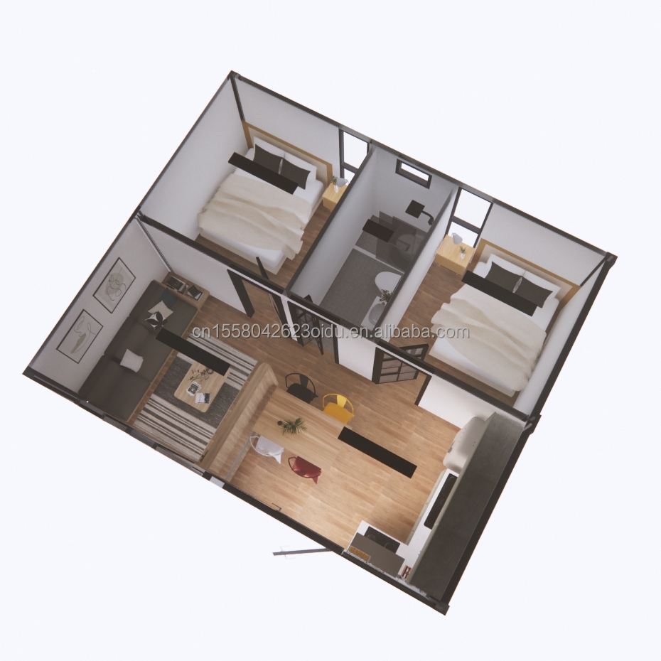 Galvanized Steel Bending 180g Modern Wooden Houses 4 Bedroom Bilayer Prefab Steel Expandable Container House Design for Mall