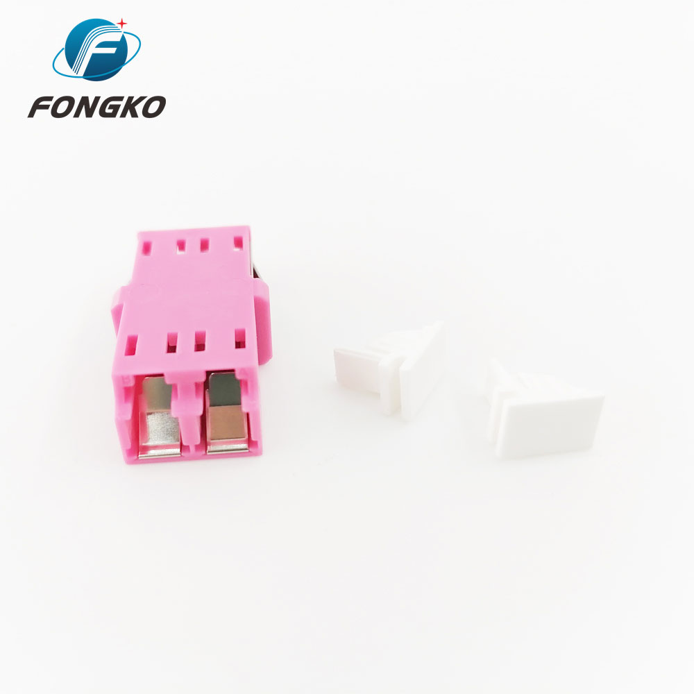 Plastic Flangeless Optic Fiber Adapter LC / OM4 Duplex Metal Shutter