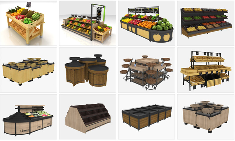 Metal Wooden Fruit And Vegetable Display Stand TGL OEM ISO9001 Certification