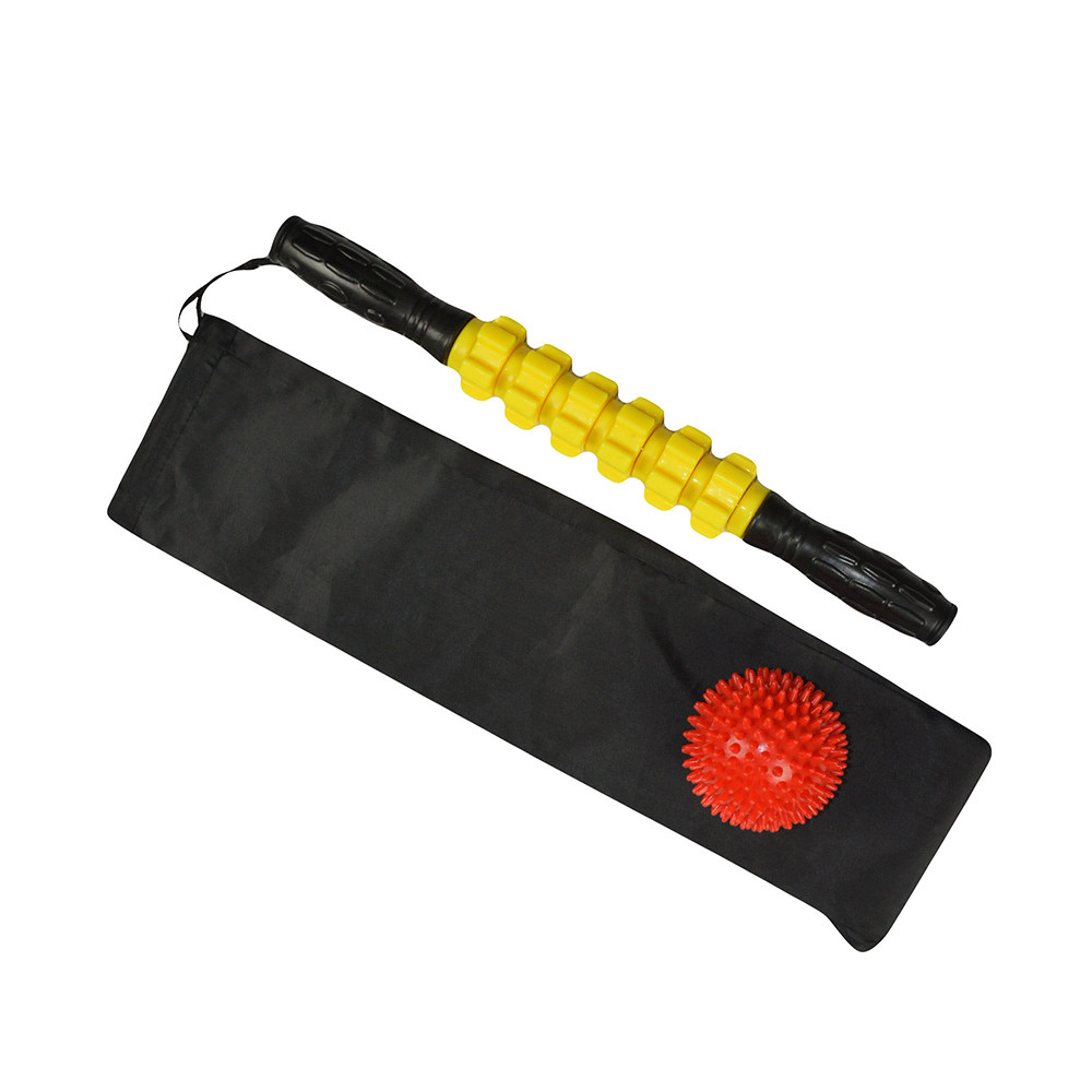 Eco Round Bead Back Massage Roller Stick Deep Tissue TPE Handle