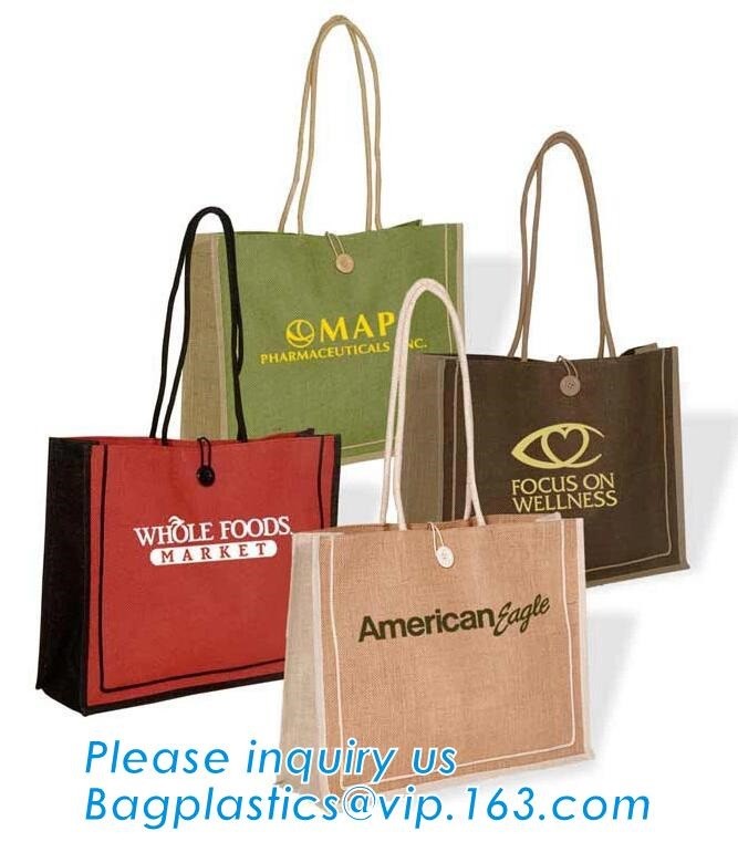 Multifunctional jute bag with low price,Natural Burlap Tote Bags Reusable Jute Bags with Full Gusset,shoulder strap plai
