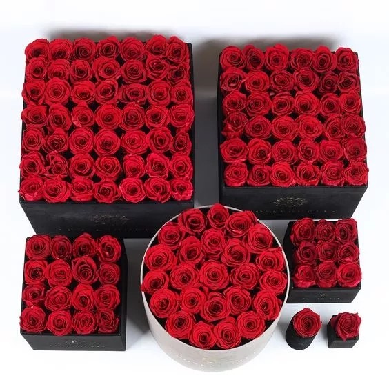 Wholesale Price Velvet Flower Boxes Preserved Roses Heartshape Box Flower Valentine's Day