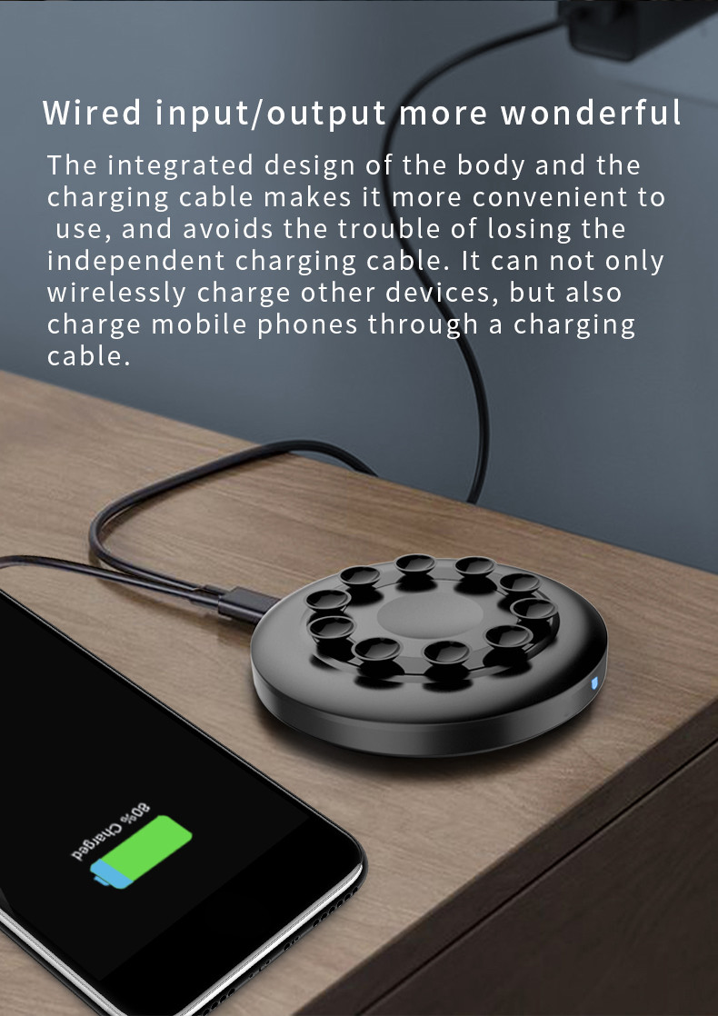 Portable Suction Cup Mini Wireless Charger Pad For Iphone 11 12 Pro Max