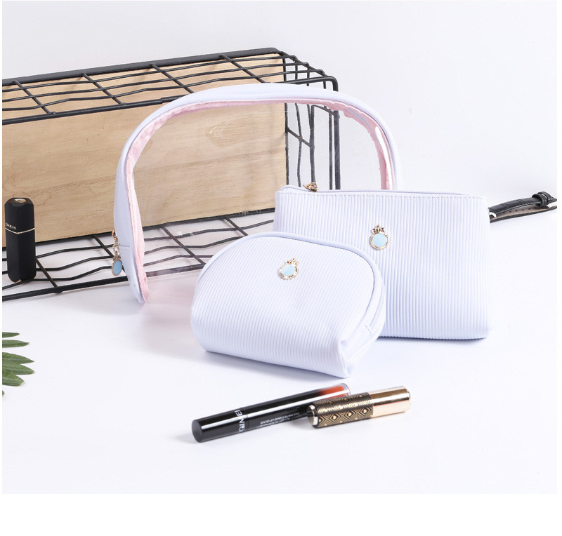 Custom Clear PVC Travel Zipper Wash Cosmetics Bags Set 3 Pieces