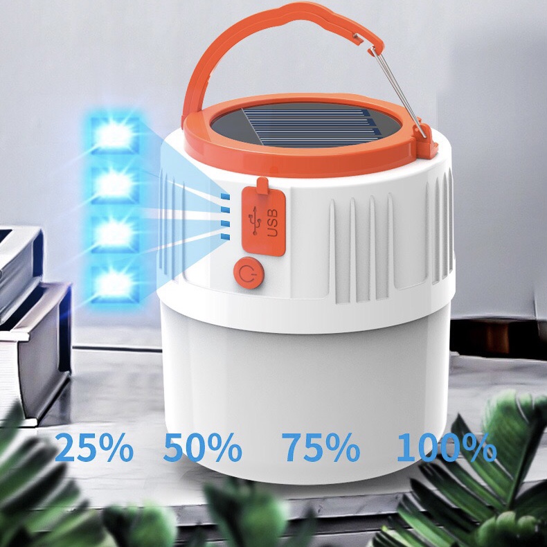 Hook Design Portable Solar Powered LED Light Emergency Rechargeable 5 Lighting Modes with Remote for Home Garden Tent Camping