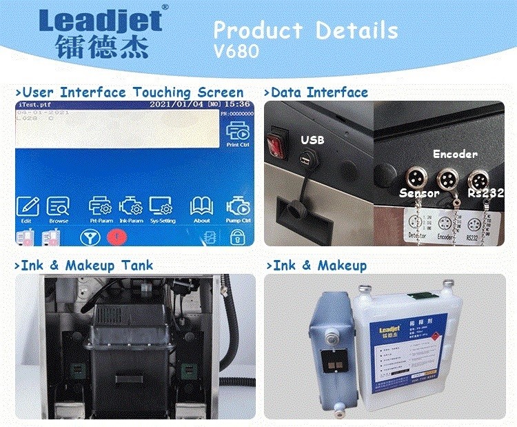 V680 280m/Min Expire Date Printing Machine 1-3 Lines Batch Code Printing Machine
