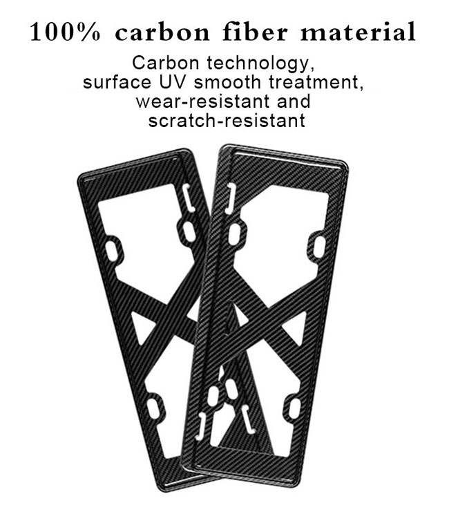 Luxury Car Glossy 310*160mm Carbon Fiber License Plate Frame