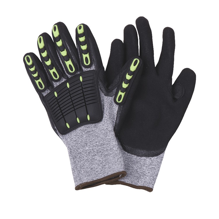 TPR Coated N-D137 CE HPPE Knitted Nitrile Sandy Impact Resistant Cut Resistant Gloves