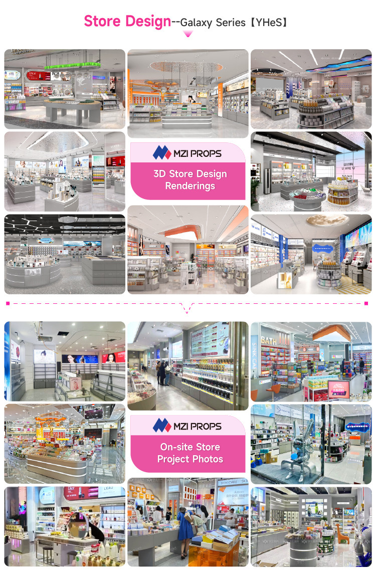 Customized Beauty Shop Cabinet Design Case 185sqm Cosmetic Store Display Furniture for Skincare Store Design