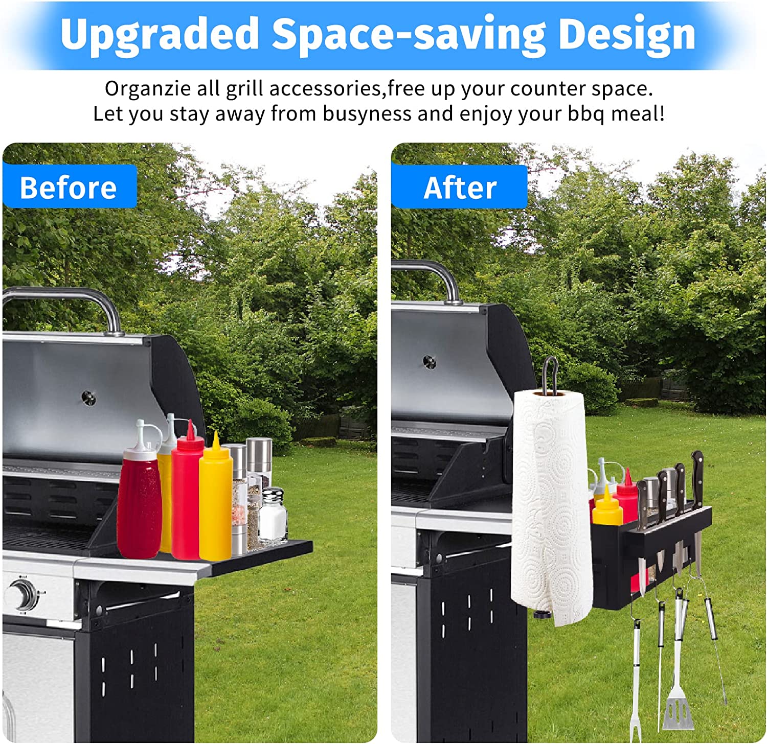 Griddle Caddy with Magnetic Tool Holder Paper Towel Holder for Blackstone 28"/36" Griddles/Prep Cart