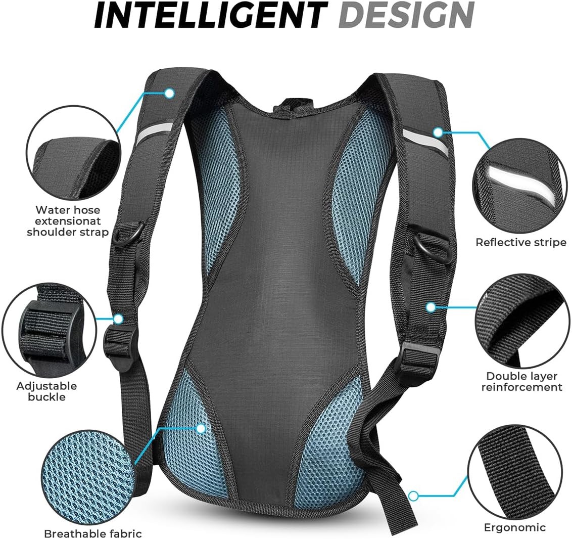 Hydration Backpack Hydration Pack Water Backpack with 2L(70-Ounce) Hydration Bladder for Men Women Kids for Running