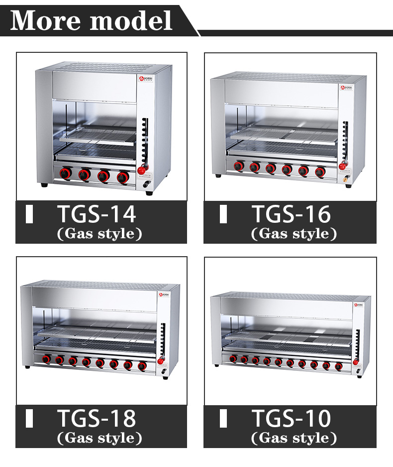 Stainless Steel Counter Top Gas Salamander Machine with 890*320*380mm Internal Size