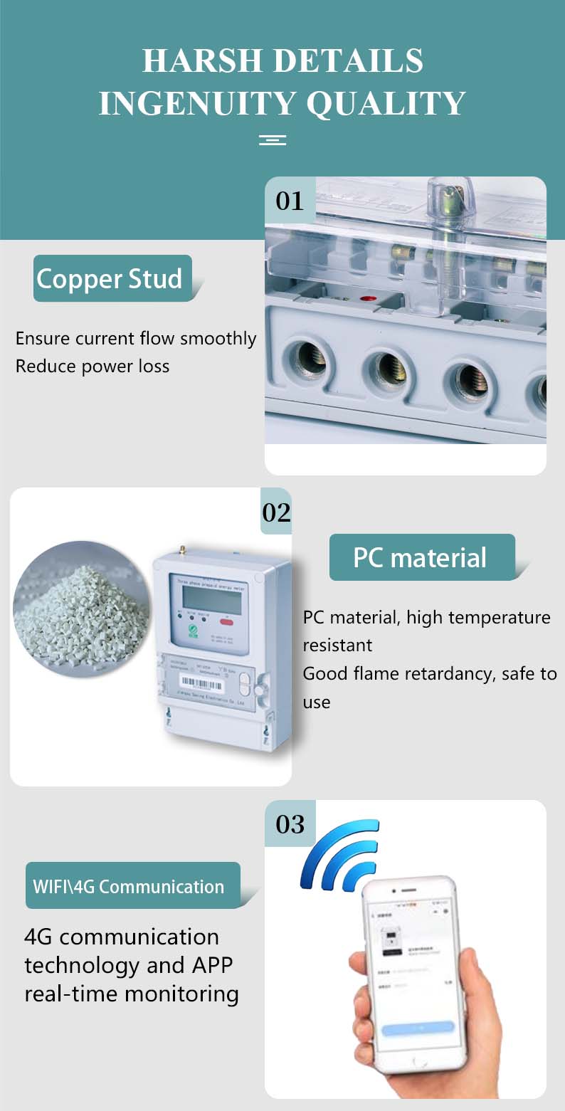 220v 380v Three Phase Prepaid Energy Meter Impact Meter Prepaid Electricity