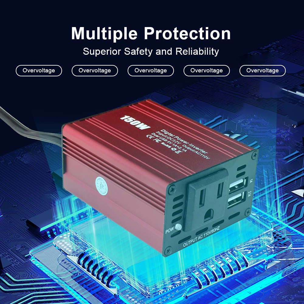 150W 12V 220V Car Inverter Peak Power 300W Modified Sine Wave Converter Customized Support Software Reengineering