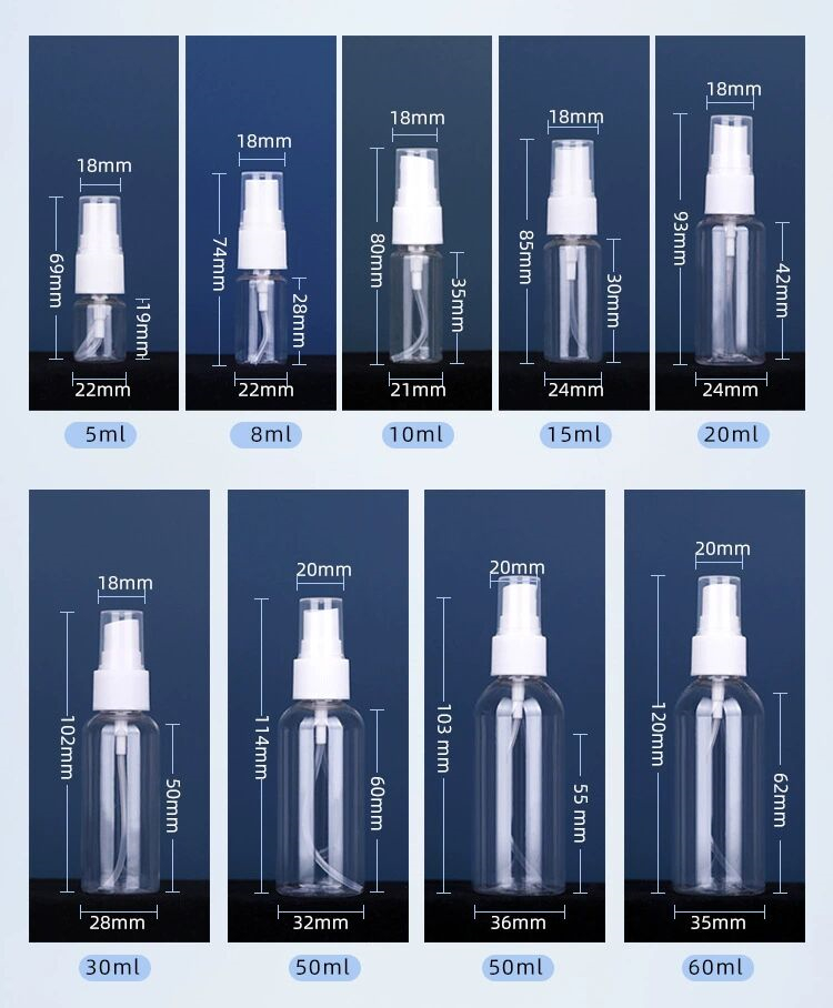 50ml 60ml 100ml PET Spray Bottle Perfume Plastic Mist Spray Bottle