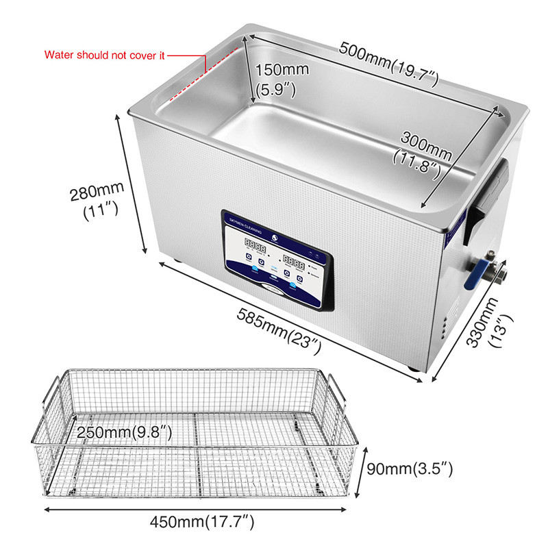 ISO14001 40kHz Digital Ultrasonic Cleaner 30L SUS304 Tank 30min Timer Adjustable