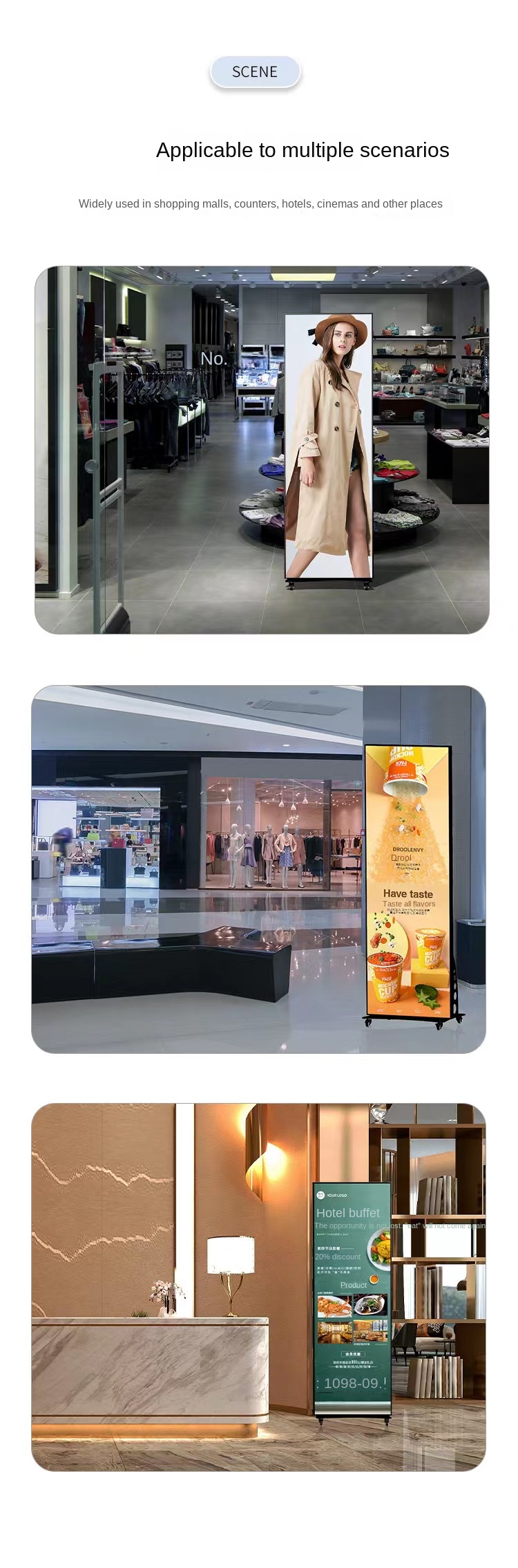 P2 P2.5 P3 P4 Indoor Advertising LED Poster Floor Standing Display Screen For Meeting