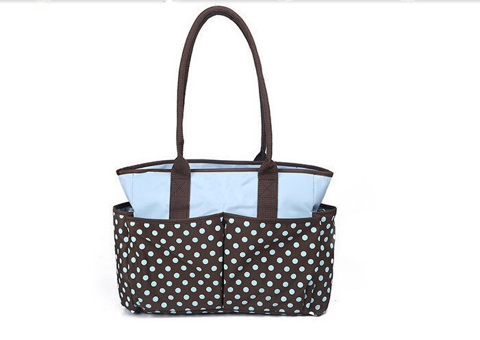 Light Green Fabric Cute Stylish Baby Changing Bags Embroidery logo on front
