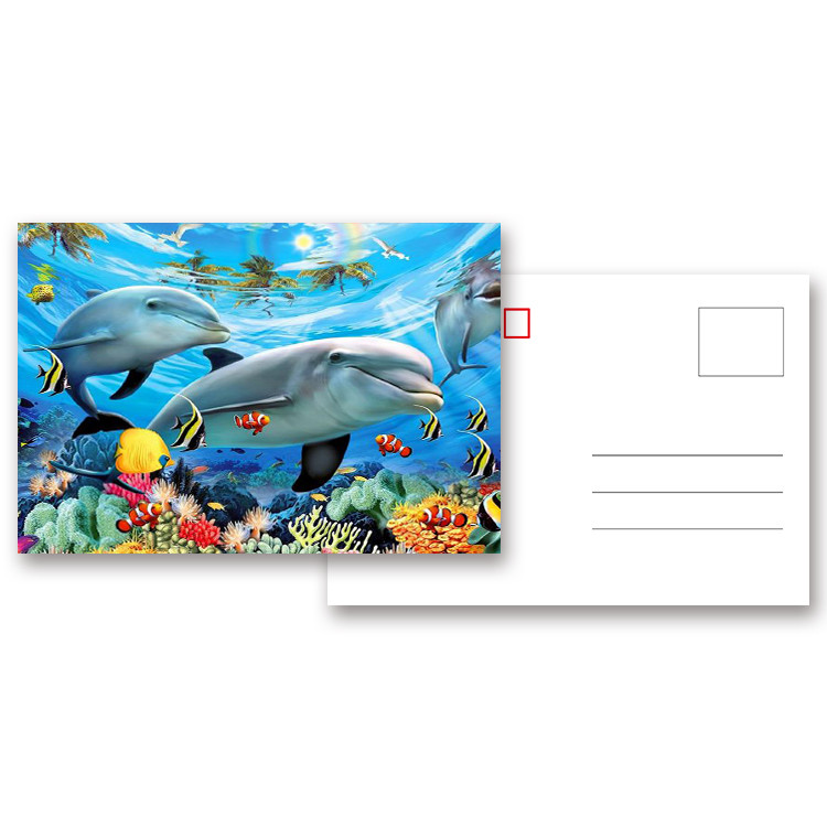 Pantone Color Printing PET 3D Lenticular Postcard / 3D Changing Pictures For Kids
