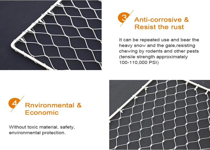 7 X 19 Light Architectural Wire Mesh / Ferruled X Tend Steel Mesh 80x80mm