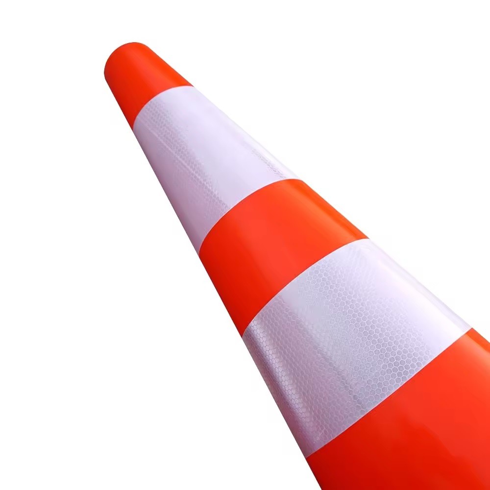 700mm Traffic Cones 28" Black Base PVC Flexible Highway Construction Cones
