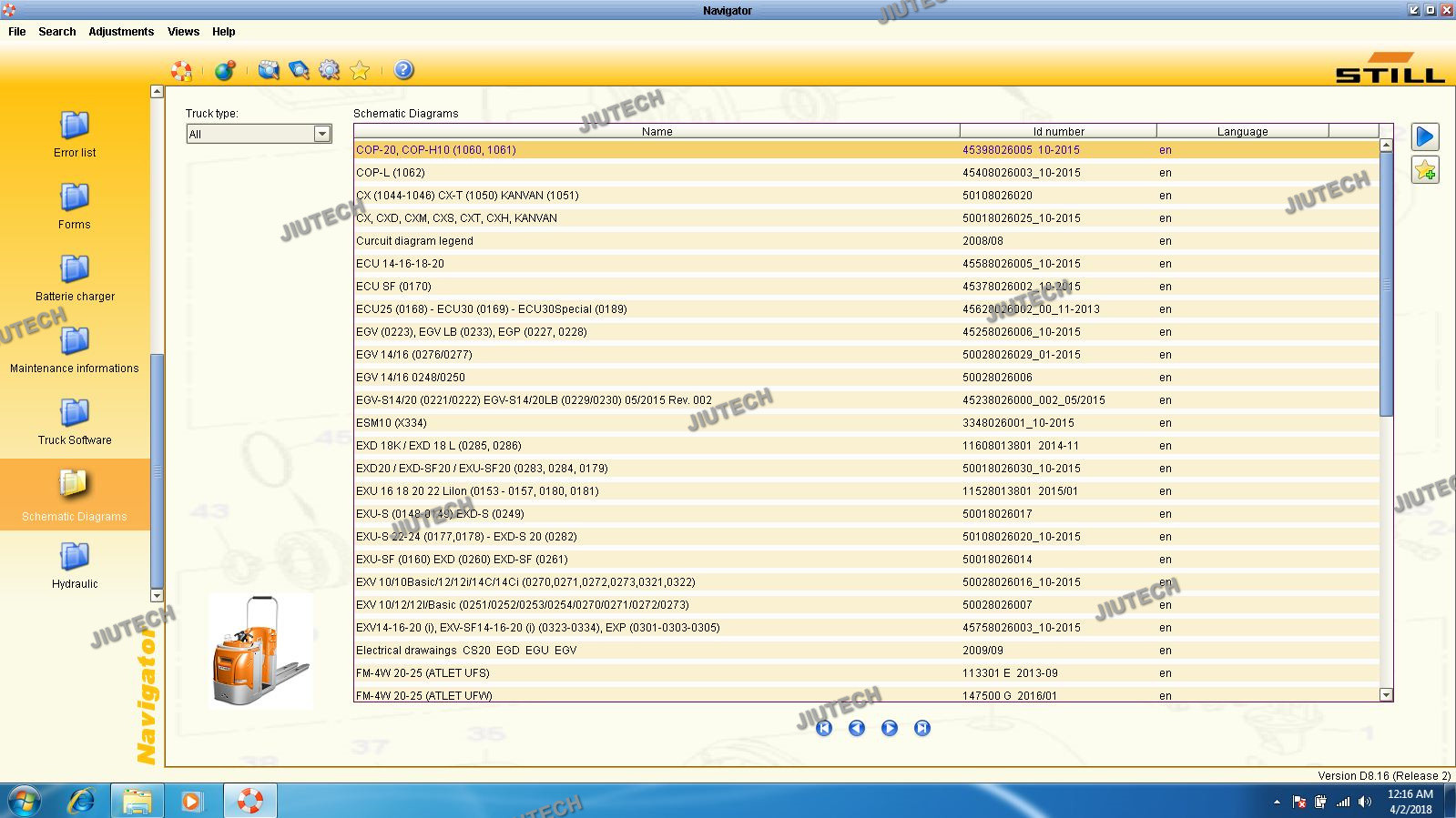 Original for Still Forklift Diagnose Tool Canbox with 8.21 Navigator Software for STILL Forklift Scanner Tools and F110