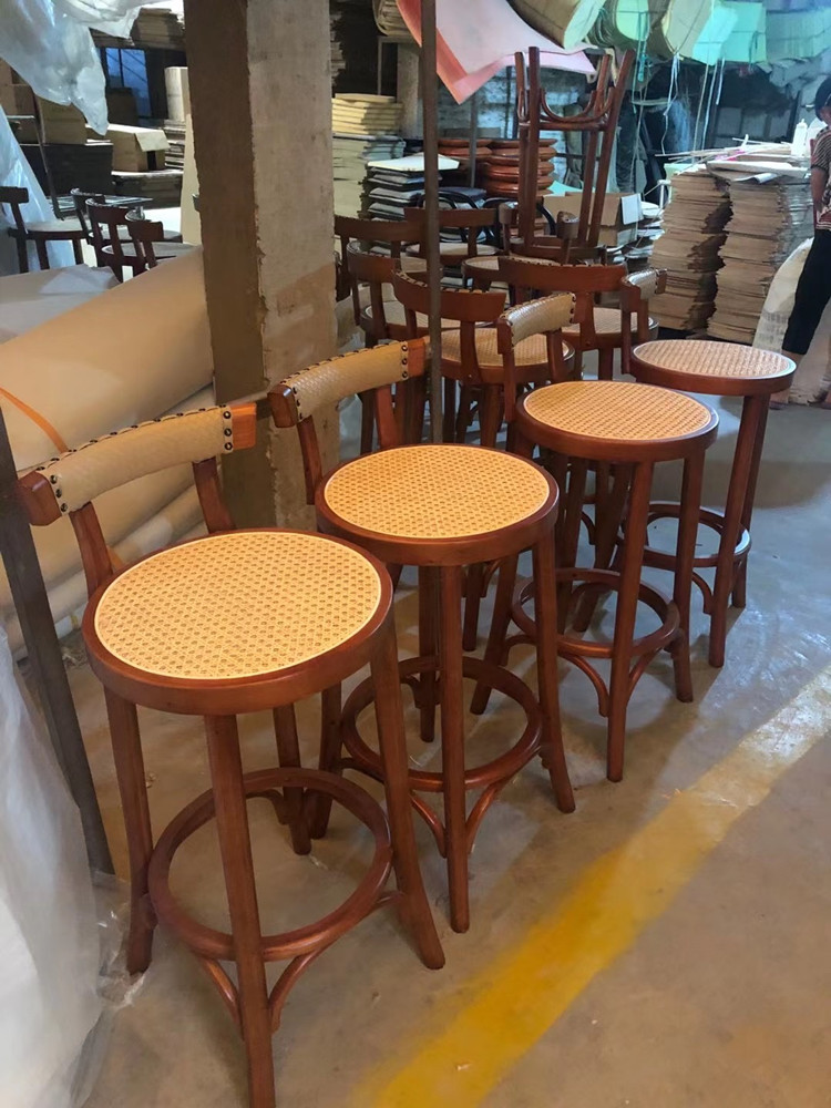 Kitchen Oak Cafe Bar Stools Ash Wood Stool Rattan With Back Support