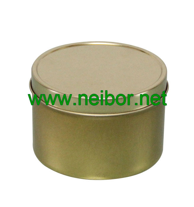 gold color or custom printing 8oz deep drawn round seamless candle tin jar metal container