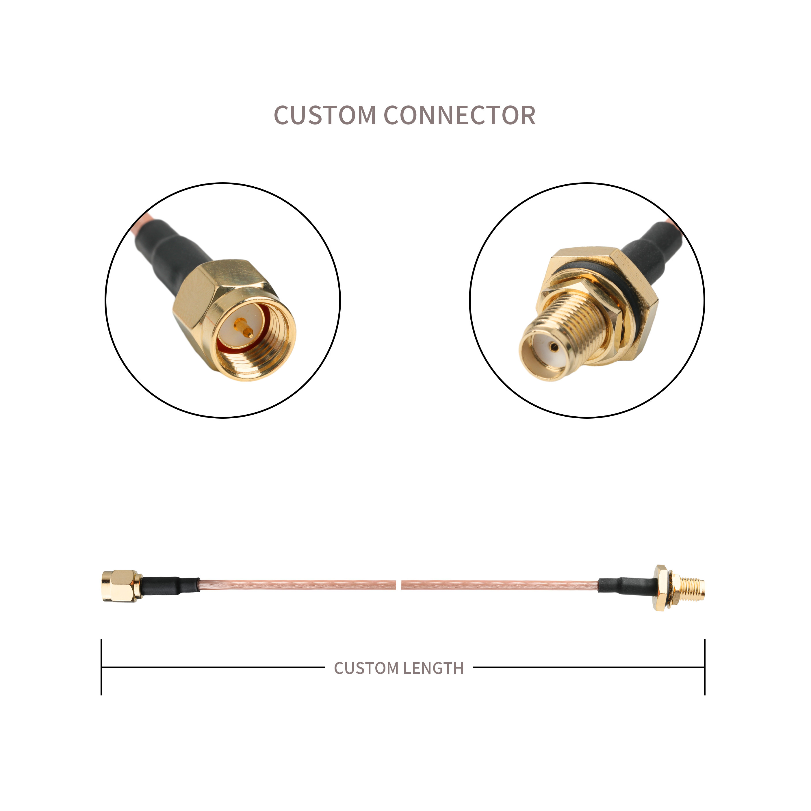 Gold Contact RG316 Coaxial Cable SMA Male Straight Plug To SMA Female Bulkhead Jack